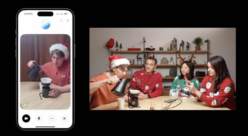 ChatGPT能跟你「视频聊天」了！还能陪你「煮咖啡、认人、回简讯」OpenAI近日针对圣诞节推出「圣诞倒数」系列影片，而在Day 6的倒数中，公布了ChatGPT新的「即时视频功能」让AI功能更上一层楼，近乎惊人的程度，不仅可以即时分辨视讯影像中的人，还可以教学如何手冲咖啡，甚至可以邀请他协助回覆手机荧幕中带有文字及图片的简讯，除此之外也有「圣诞老人语音模式」彩蛋可以体验