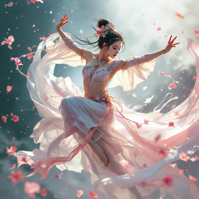 Prompt ✏️: A beautiful girl dancing,dunhuang mural，female,fairy dancing,best shot of，photo realistic,digital painting,ultra-detaile,unreal engine, 8kModel 🖼: flux pro📢 频道 ✈️ 群聊 📬 投稿 💵 商务via AI绘画｜AI视频 | AI音乐 - Telegram Channel