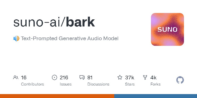 GitHub - suno-ai/bark: 🔊 Text-Prompted Generative Audio Model