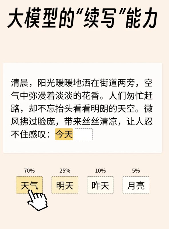 小互: 互动交互式体验：中学生都能看懂，10 分钟搞懂ChatGPT的工作原理...教会你家小孩子大模型工作原理！手机微信打开体验更好：