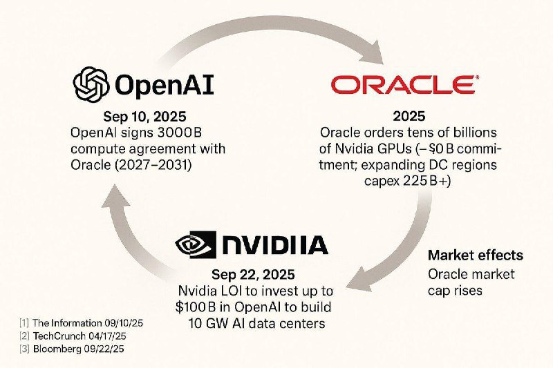 ↩️🖼 ♻️ 英伟达拟向🤖OpenAI投资千亿美元，遭质疑“循环融资”科技圈🎗在花频道📮:♻️ 英伟达拟向 🤖 OpenAI投资1000亿美元 共建AI数据中心 据路透社报道，英伟达表示，计划向OpenAI投资高达1000亿美元，宣布与OpenAI建立战略合作伙伴关系，将部署10吉瓦的英伟达系统（人工智能数据中心），首批吉瓦级系统将于2026年部署