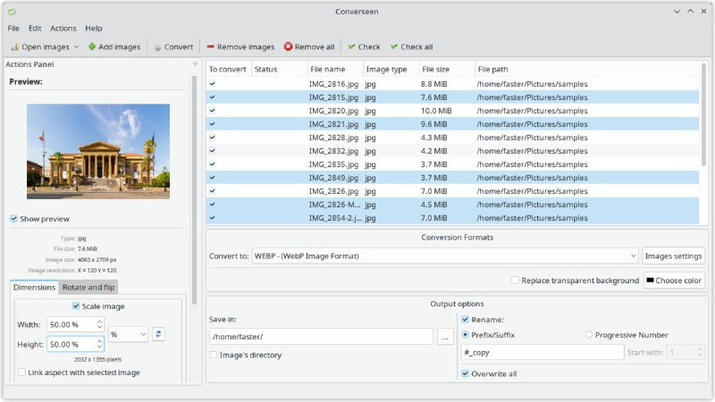 🆔 软件名称：Converseen⭐️ 软件功能：批量图像处理➡️ 支持平台：#Windows #macOS #Linux📁 软件简介：一款免费的跨平台批量图像处理软件，通过单击鼠标一次，转换、调整大小、旋转和翻转无限数量的图像