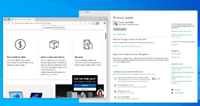 Windows 10 PC无法升级Windows 11怎么办？微软建议回收或换新Windows 10的生命周期即将结束，微软正在积极引导用户进行系统升级或设备更新