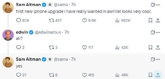 OpenAI首席执行官点赞新款iPhone 称支持用ChatGPT取代Siri苹果周二发布了iPhone 17系列，OpenAI首席执行官萨姆·奥特曼在社交平台发帖称：“这是我一段时间以来第一次真正想要升级iPhone！看起来很酷
