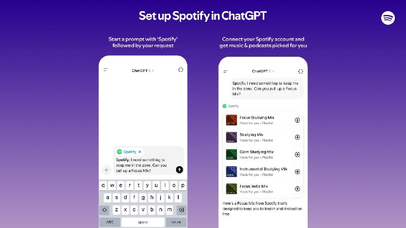 Spotify宣布集成ChatGPT功能 找歌更方便在推出新的购物功能后，ChatGPT现已与热门音乐流媒体服务Spotify集成，用户现在可以通过输入自然语言命令轻松找到自己喜爱的音乐