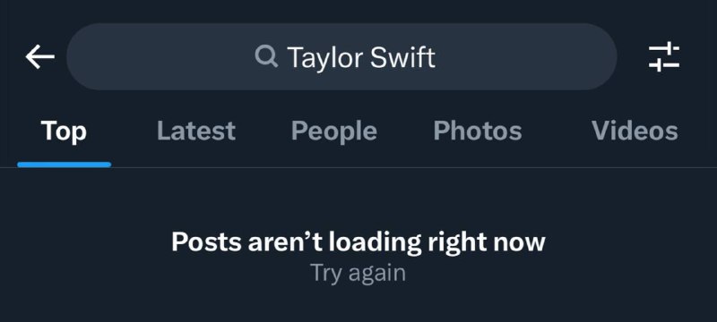 ↩️🖼 Twitter/X 屏蔽对泰勒·斯威夫特的搜索结果，已持续达十多个小时