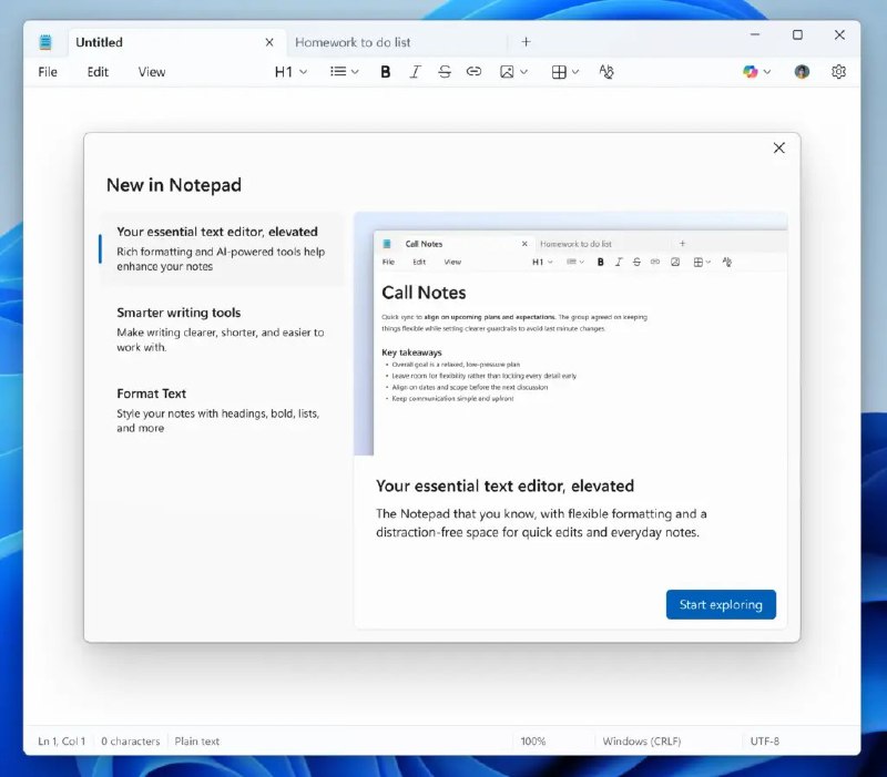 微软为Windows记事本新增更多格式化工具 画图工具融入更多AI功能微软本周三虽然没有发布新的 Windows 11 预览版系统，但仍向 Windows 预览体验计划成员推送了多款内置应用更新，其中包括记事本（Notepad）和画图（Paint）两款常用工具应用
