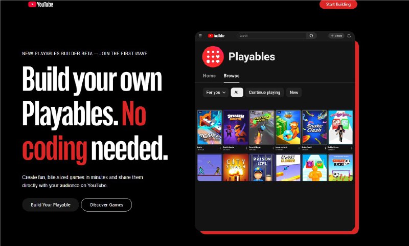 YouTube 推出 AI 游戏制作工具，玩家创作新体验近日，YouTube 宣布启动 “Playables Builder” 的封闭 Beta 测试