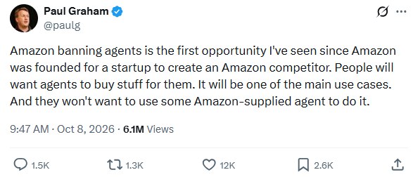 亚马逊封禁AI代理Grok Bot 马斯克快速回应：应做个竞品购物网站世界首富马斯克与亚马逊创始人贝索斯有了新的矛盾
