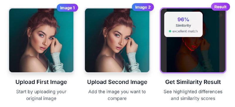 🆔 网站名称：AI Image Similarity Checker⭐ 网站功能：AI相似图像检测📁 网站简介：一个专业的AI图像相似性检查工具，通过数学算法精确比较两张图片之间的差异