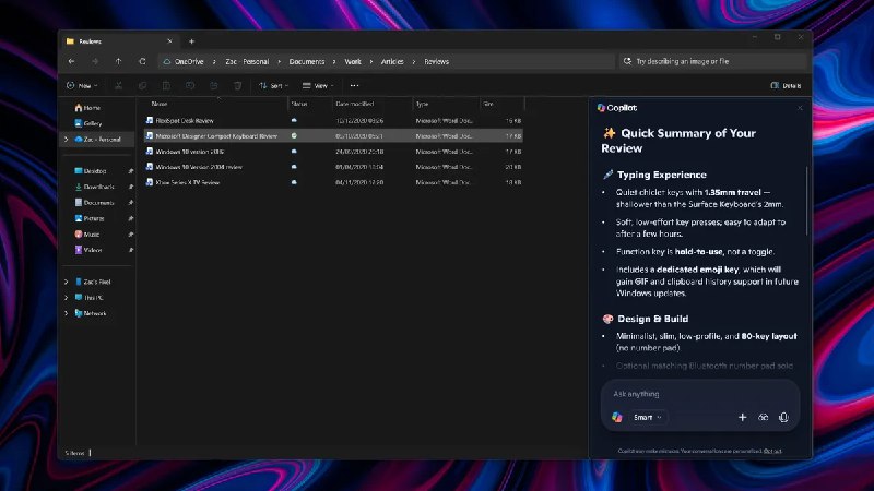 微软往Windows 11文件管理器塞进更多AI功能Windows 11的文件管理器一直以来都饱受用户诟病，从糟糕的性能到各种令人头疼的bug，但微软似乎并不打算优先解决性能问题，反而执着于在其中塞入更多AI元素