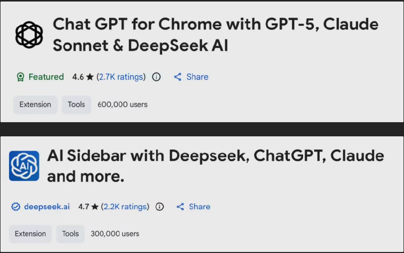 超 90 万用户中招：两款恶意 Chrome 扩展窃取你的 AI 对话内容近日，OX Security 安全团队发布警告，指出在 Chrome 网上应用店中发现了两款伪装成合法 AI 工具的恶意扩展程序，下载量已超过90万次