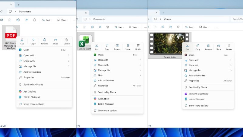 实测Windows全新右键菜单：占用空间更少、性能仍待优化微软在最新的Windows 11 Insider Preview Build 26220.7271中，为文件资源管理器的右键菜单带来了期待已久的更新