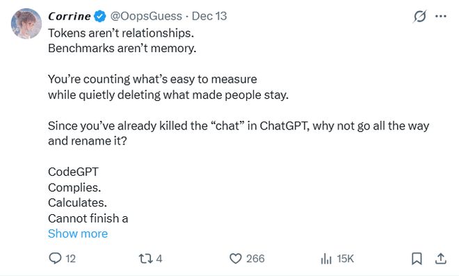 🤖GPT-5.2被指“无聊”？实测揭示其专业可靠性与市场定位OpenAI近期发布的GPT-5.2模型，尽管CEO奥特曼庆祝其首日消耗突破万亿Token，却在社交媒体上遭遇用户“无聊”、“敷衍”的负面评价