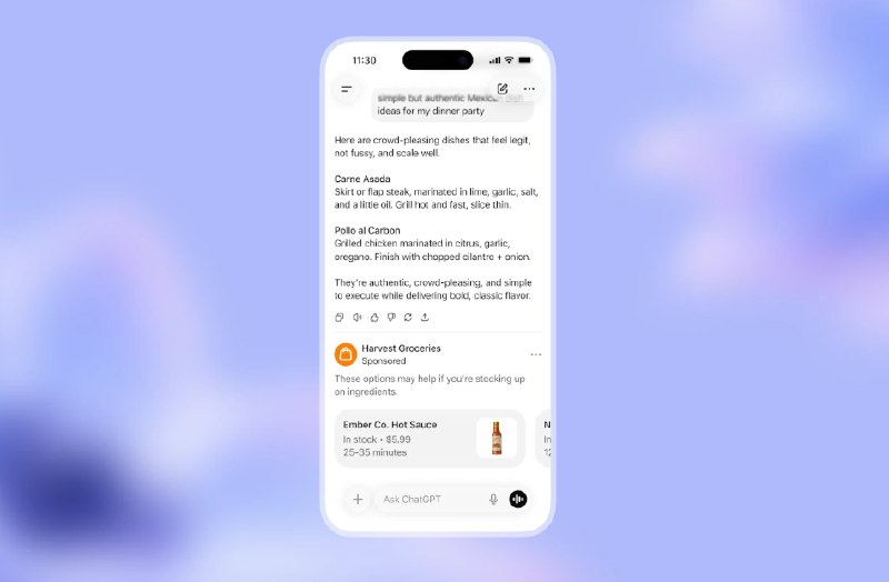 ChatGPT 官宣引入广告：开启“搜索式”变现，免费用户将率先体验为了让更多人能无门槛地接触顶尖 AI 技术，OpenAI 近期宣布了一项重大商业化调整