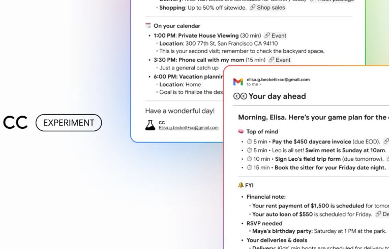 Google 推出个性化 AI 助手 CC，助你轻松管理晨间事务Google 最近推出了一款名为 CC 的实验性 AI 助手，旨在改变用户早晨的忙碌状态