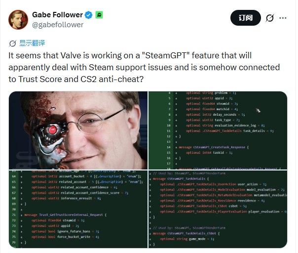 游戏巨头 V 社秘密自研 SteamGPT：旨在提升客服与任务效率知名游戏公司 Valve（V 社）近日被曝出正在开发一款名为“SteamGPT”的内部人工智能工具