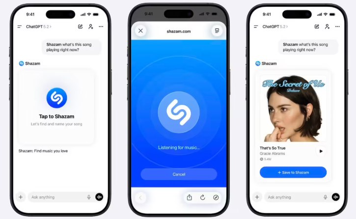 ChatGPT 技能再进化：OpenAI 联手 Shazam 推出实时音乐识别功能OpenAI 官方宣布，已与苹果旗下音乐识别服务 Shazam 达成合作
