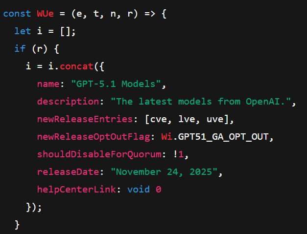 🤖 OpenAI ：GPT-5.1 将于 2025 年 11 月 24 日发布OpenAI 计划在 2025 年 11 月 24 日发布 GPT-5.1 、 GPT-5.1 Reasoning 和 GPT-5.1 Pro 模型