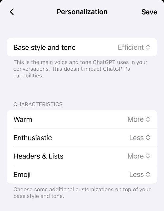 ChatGPT现在可以让用户选择聊天时的暖心程度OpenAI 正在为 ChatGPT 引入更加细腻的个性化控制，用户现在可以自行调高或调低聊天机器人的“热情”和“友好”程度
