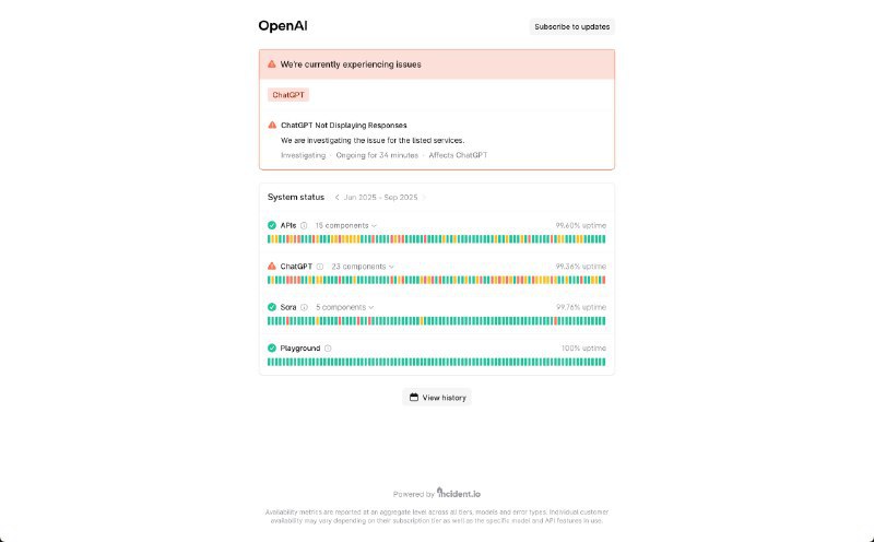 🤖 ChatGPT 服务目前有中断情况发生Status | Downdetector🍀在花频道 🍵茶馆 📮投稿via 科技圈🎗在花频道📮 - Telegram Channel🤖 ChatGPT 服务目前有中断情况发生Status | Downdetector🍀在花频道 🍵茶馆 📮投稿via 科技圈🎗在花频道📮 - Telegram Channel