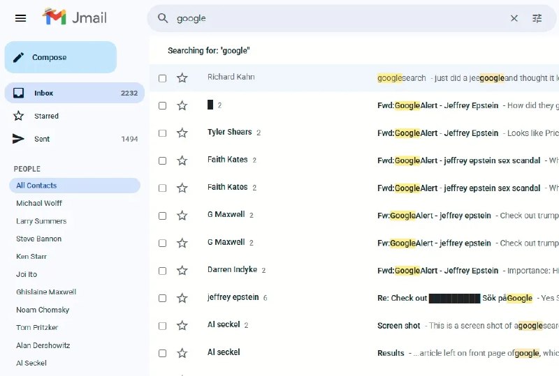 “Jmail”和其他邮箱没什么两样 只不过存的是杰弗里·爱泼斯坦的邮件近日美国众议院监督委员会公布的两万多页杰弗里·爱泼斯坦的邮件目前已被重新整理，以类似Gmail收件箱的形式呈现在一个新网站“Jmail”上，供公众查阅