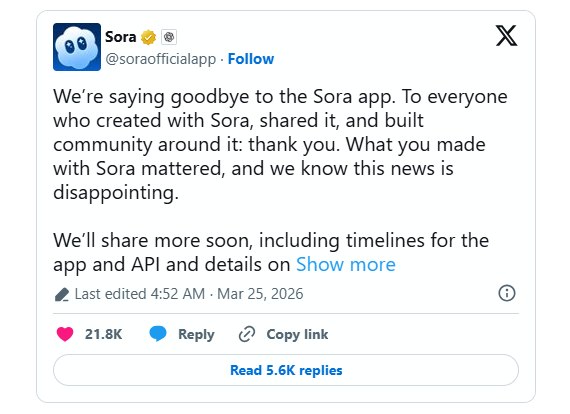 生成式 AI 的“社交滑铁卢”：OpenAI 官宣关停视频社区 Sora App在上线仅六个月后，OpenAI 旗下的视频社交应用 Sora 迎来了终局