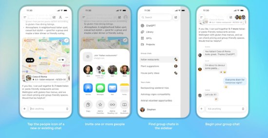 ChatGPT在四地试点社交群聊功能OpenAI于11月13日上线群聊试点功能，支持最多20人共同与ChatGPT对话，是公司首次布局共享式AI互动体验