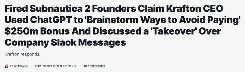 抠门老板用AI耍阴招搞员工想赖掉奖金 折腾大半年还是栽了老板克扣员工奖金早已不是新鲜事，可韩国游戏巨头Krafton（原《绝地求生》开发商蓝洞）CEO金昌翰的操作，却荒唐至极，甚至成为了全球笑柄