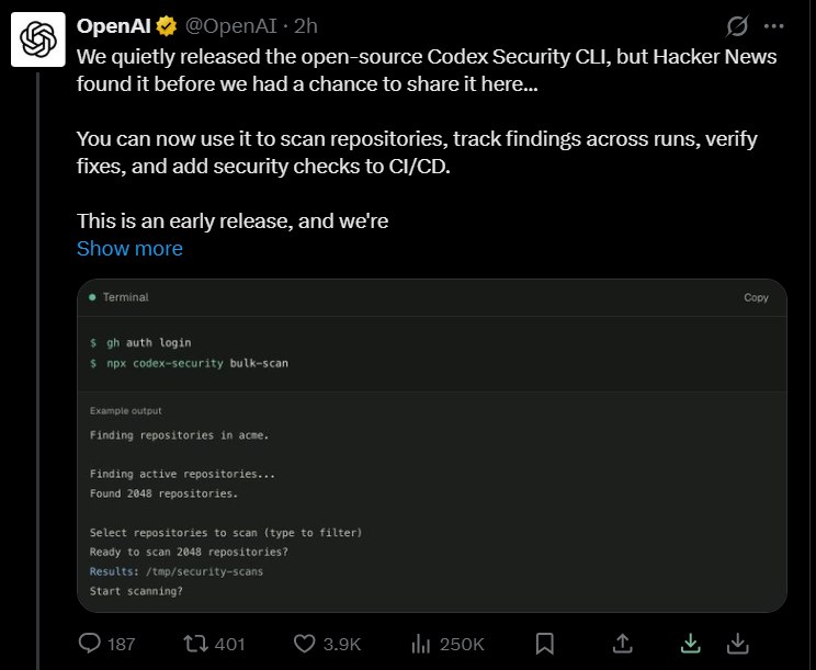 OpenAI 把安全审查塞进命令行：Codex Security CLI 开源，让漏洞在 CI 里自己现形OpenAI 在7月29日甩出了一把开向代码仓库的安全放大镜