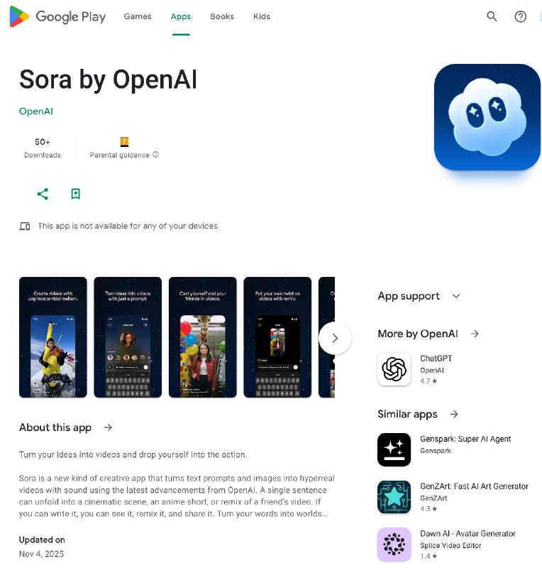 OpenAI在Android平台推出其Sora应用OpenAI已经在Android平台发布了其AI视频应用Sora