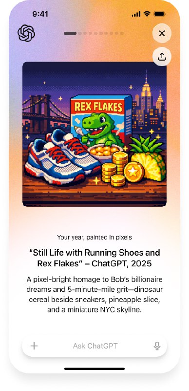 ChatGPT 推出年终回顾功能OpenAI 旗下聊天机器人 ChatGPT 正式上线一项名为“Your Year with ChatGPT”（你的 ChatGPT 年度回顾）的新功能，为用户提供年终使用总结体验