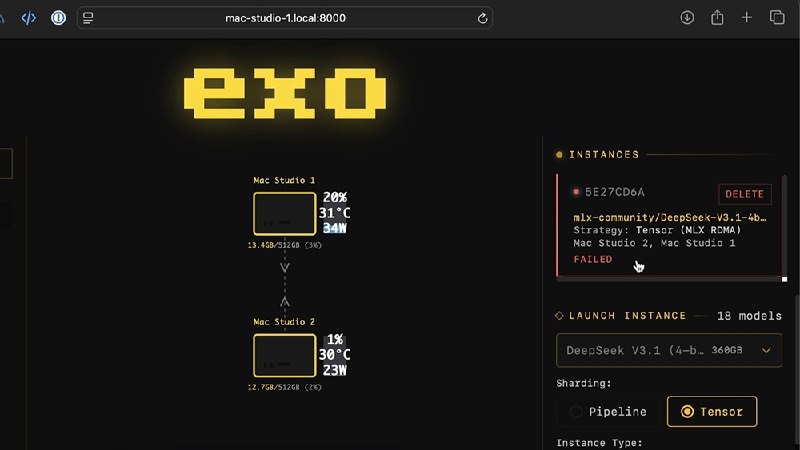 四台Mac Studio合体变身AI集群 1.5TB内存、硬件成本近30万近日知名工程师Jeff Geerling完成了一项挑战，利用macOS 26.2最新的系统特性，将四台M3 Ultra Mac Studio成功合体，打造出一台拥有1.5TB统一内存的AI计算集群
