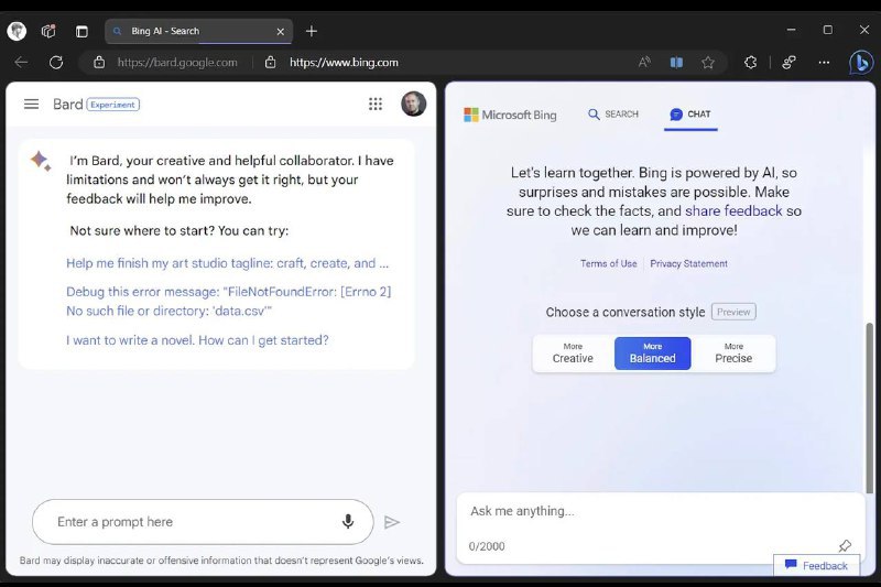 Edge 中的New Bing 闯入 Bard的聊天界面据 The Verge 报道，当你在Edge浏览器中使用谷歌的 Bard AI时，微软会为Bing AI聊天机器人打广告