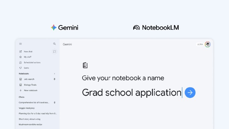Google 在 Gemini 推出 notebooks，先向付费订阅用户开放Google 本周开始在 Gemini 网页版推出 notebooks，首批面向 Google AI Ultra、Pro 和 Plus 订阅用户开放