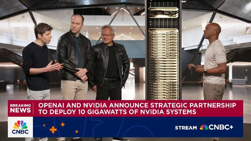 OpenAI宣布与英伟达签署意向书，为 OpenAI 的下一代 AI 基础架构部署至少10吉瓦NVIDIA系统