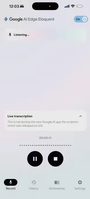 谷歌发布首款离线 AI 听写应用 Eloquent：手机秒变专业速录员当地时间周一，谷歌正式在 iOS 平台推出了主打全离线使用的语音听写应用 Google AI Edge Eloquent
