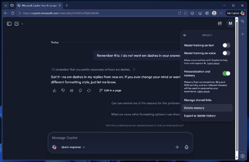 微软Copilot将新增类ChatGPT记忆管理功能 并兼容Google Drive微软Copilot正在准备上线完整的记忆管理功能，并即将支持通过连接器集成Google Drive，体验方式与ChatGPT日益相似
