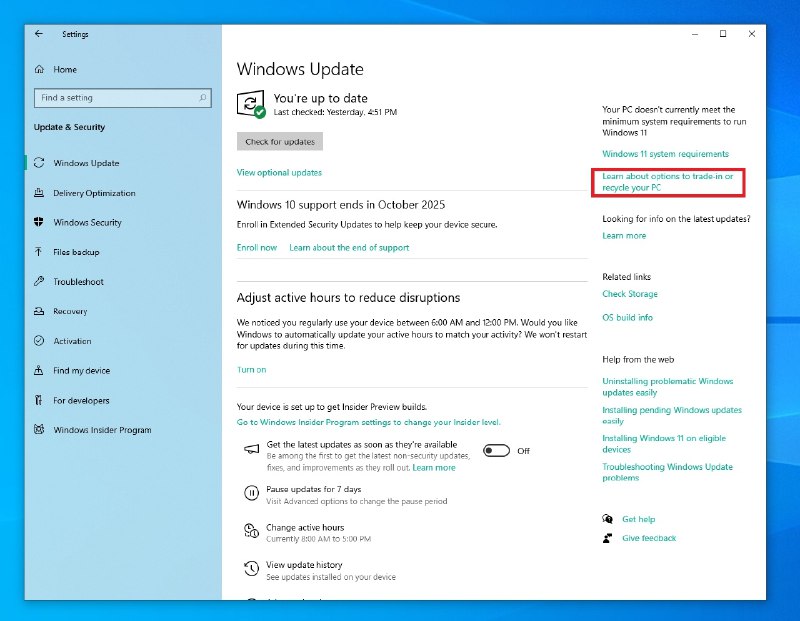 Windows 10 PC无法升级Windows 11怎么办？微软建议回收或换新Windows 10的生命周期即将结束，微软正在积极引导用户进行系统升级或设备更新