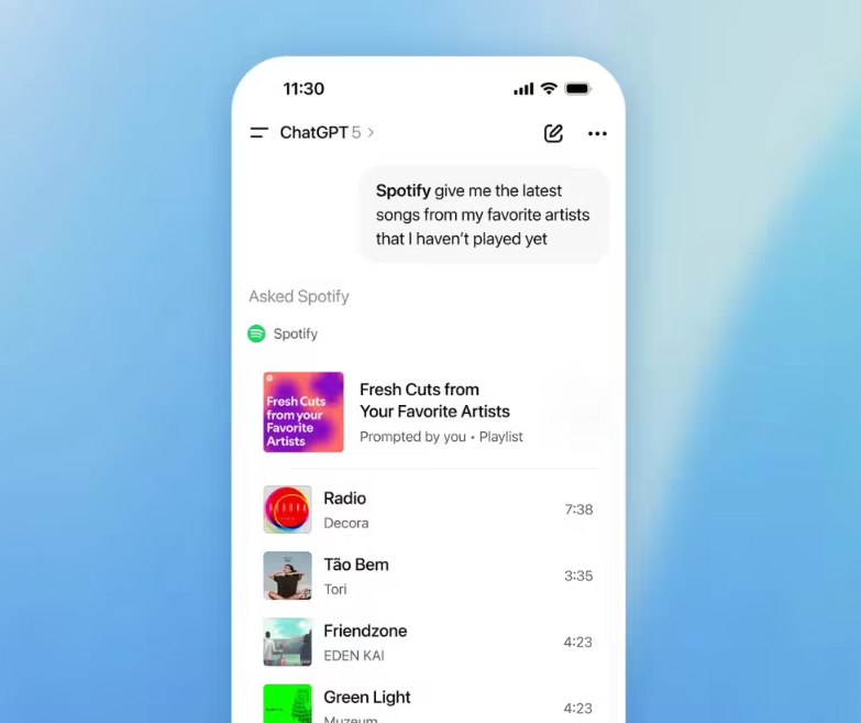 Apple Music 将与 ChatGPT 实现全新集成，用户可轻松创建歌单！近日，OpenAI 宣布，Apple Music 即将加入与 ChatGPT 的合作阵营，用户将能够通过自然语言指令，轻松创建音乐歌单